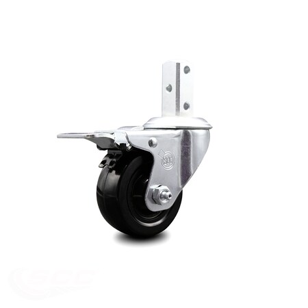 Service Caster 3.5 Inch Hard Rubber Swivel 3/4 Inch Square Stem Caster with Total Lock Brake SCC-SQTTL20S3514-HRS-34